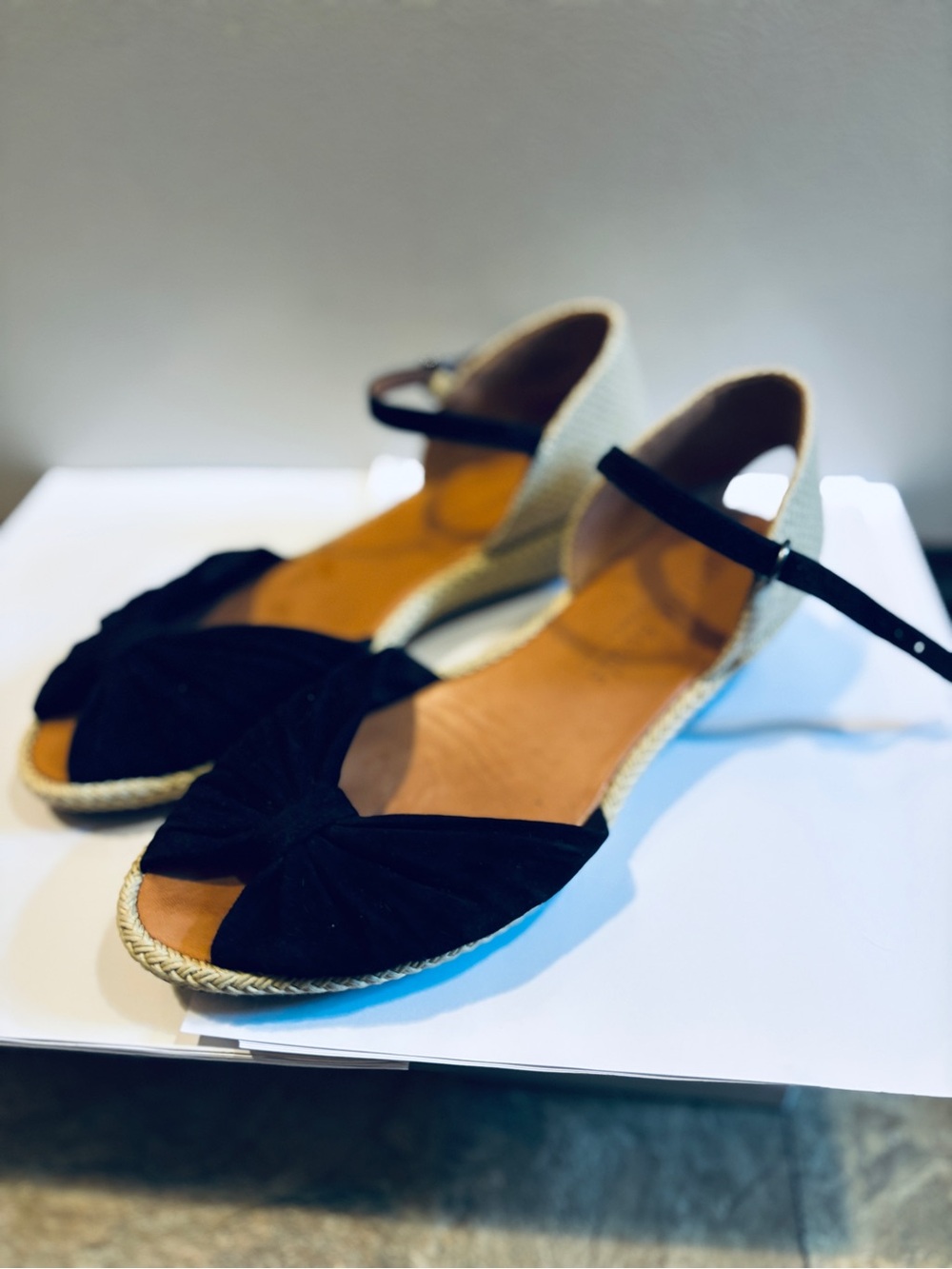 Gentle Souls Black Espadrille Ankle-Strap Sandals